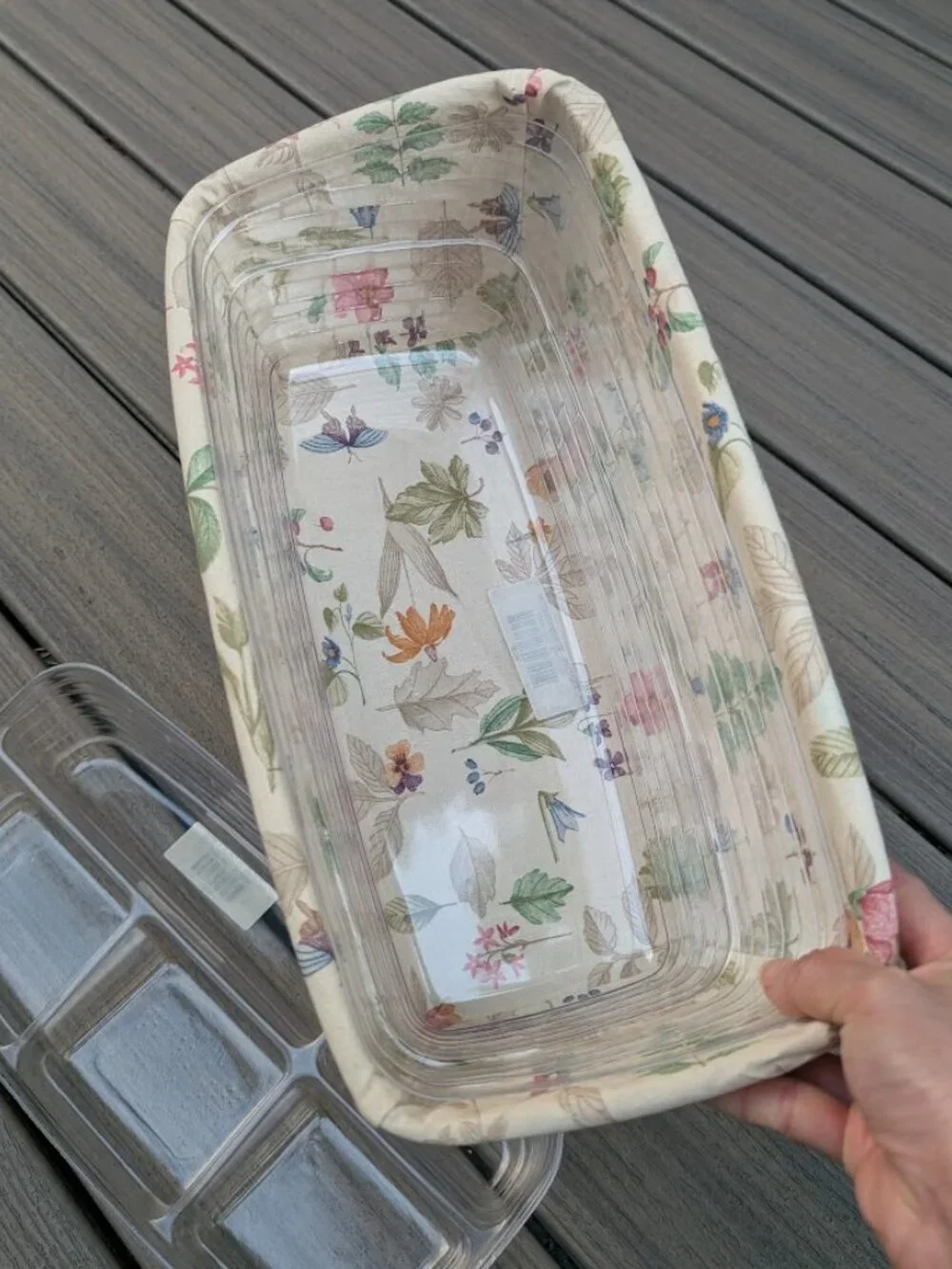 Longaberger 2003 Vanity Basket w/ 2 Plastic Protectors & Botanical Fields Liner